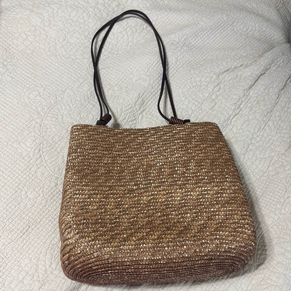 St. John's Bay Tan Shoulder Bag with Basket-Weave Design